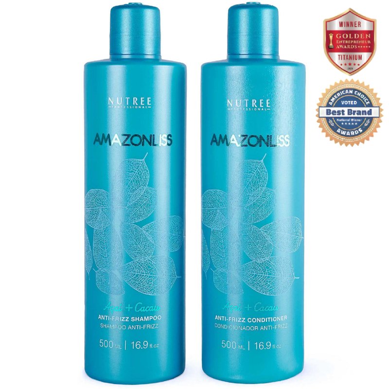 Amazonliss Anti Frizz Shampoo and Conditioner Set 16.9 fl. oz - Nutree Cosmetics