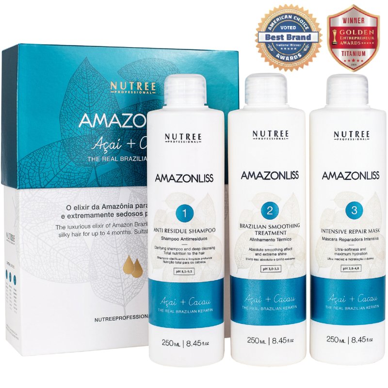 Amazonliss Keratin Treatment Set Hair Straightening 8.45 fl.oz / 250 ml - Nutree Cosmetics