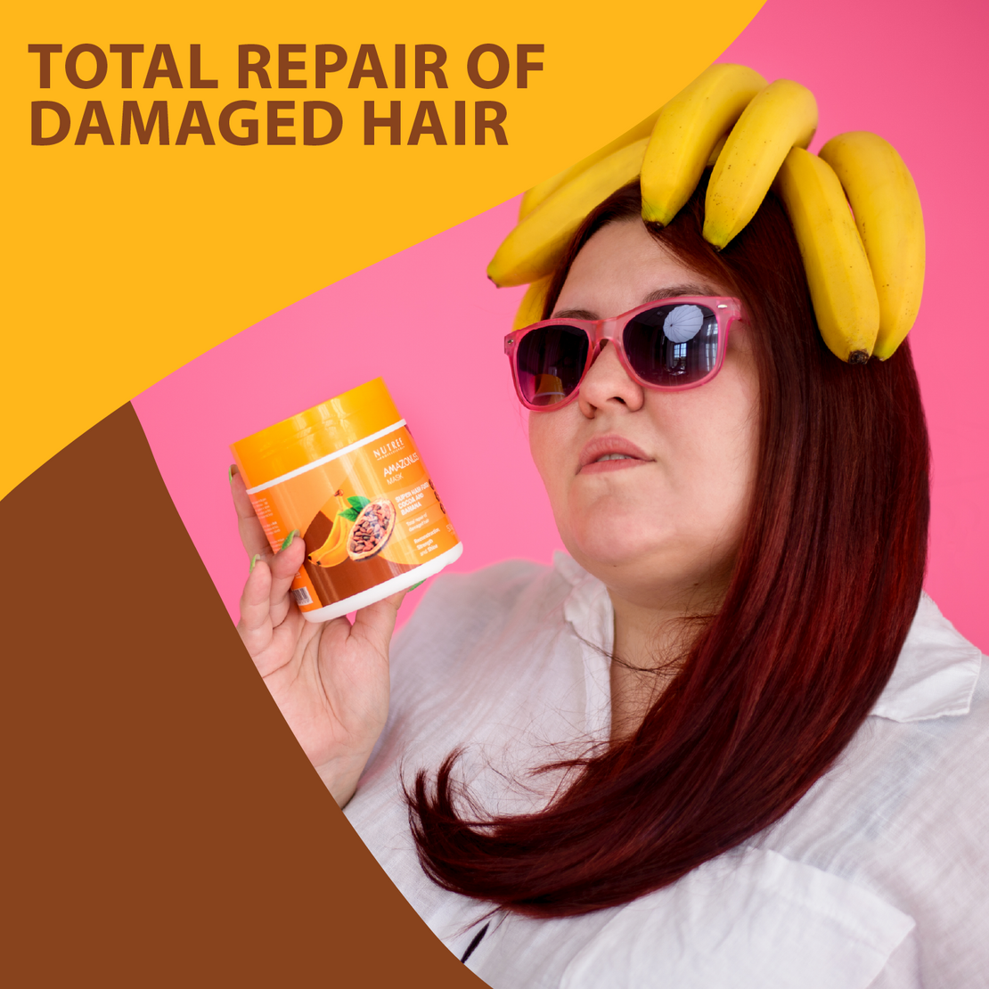 Super Hair Food Mask - Deep Conditioning Cocoa and Banana 17.63 Oz - Nutree Cosmetics 