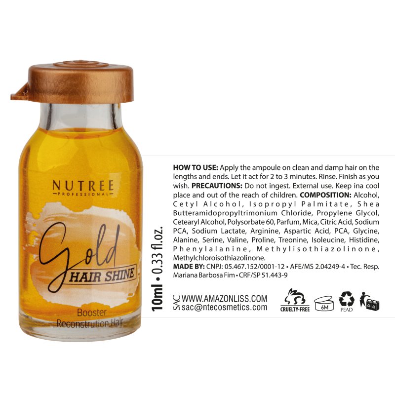 Hair Shine GOLD Reconstruction Hair Booster 0.33 oz - Nutree Cosmetics