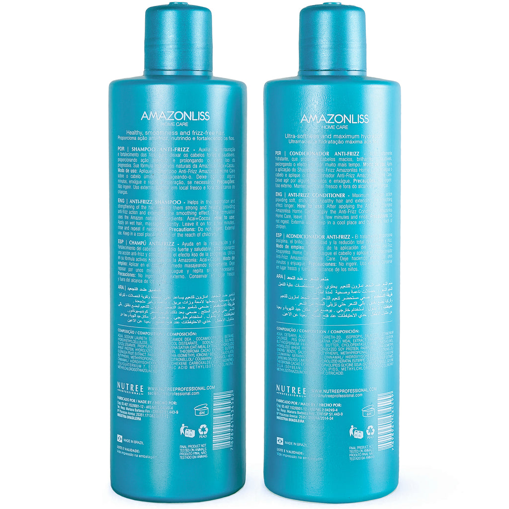 Amazonliss Anti Frizz Shampoo and Conditioner Set 16.9 fl. oz - Nutree Cosmetics 