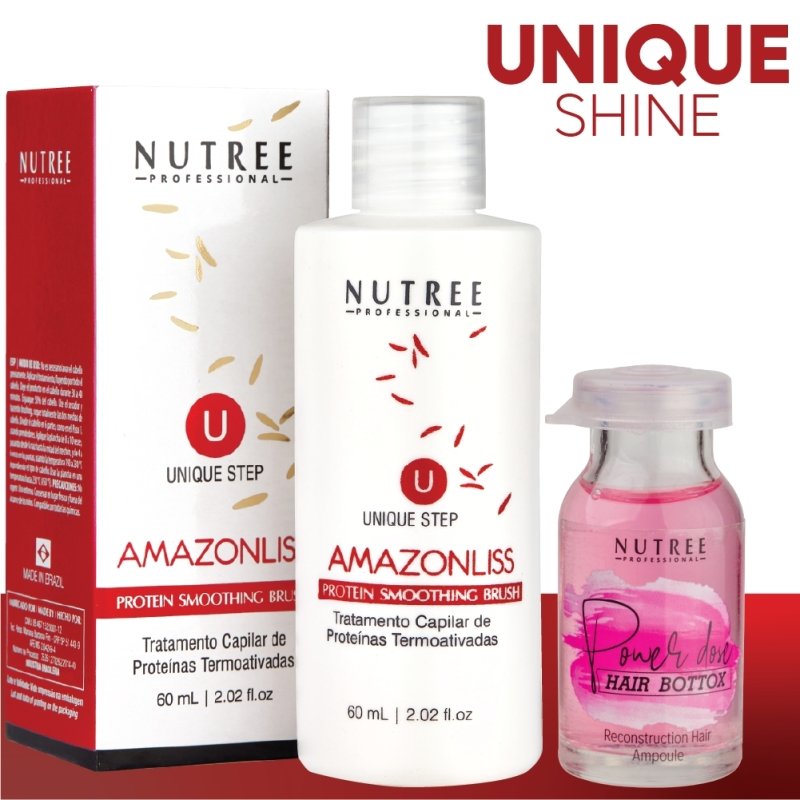 Amazonliss﻿ ﻿Keratin Unique Step (2.02 Fl.oz) + Hair Bottox Power Dose (0.33 oz) - Nutree Cosmetics